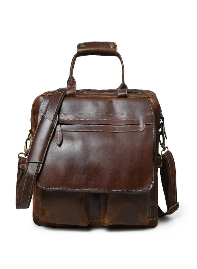 HULSH Messenger Bag For Men, 16 Inch Laptop Bag, Vintage Handmade Laptop Briefcase and Shoulder Bag for Men, Business Leather Satchel Bag for Office, Work, and Travel : - Image 1