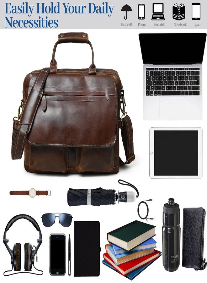 HULSH Messenger Bag For Men, 16 Inch Laptop Bag, Vintage Handmade Laptop Briefcase and Shoulder Bag for Men, Business Leather Satchel Bag for Office, Work, and Travel : - Image 5