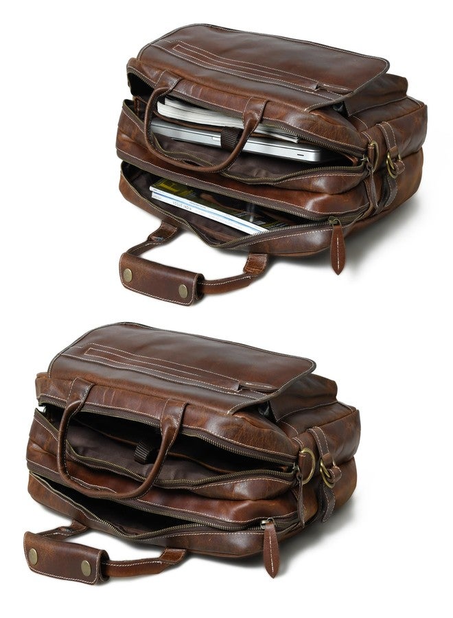HULSH Messenger Bag For Men, 16 Inch Laptop Bag, Vintage Handmade Laptop Briefcase and Shoulder Bag for Men, Business Leather Satchel Bag for Office, Work, and Travel : - Image 3