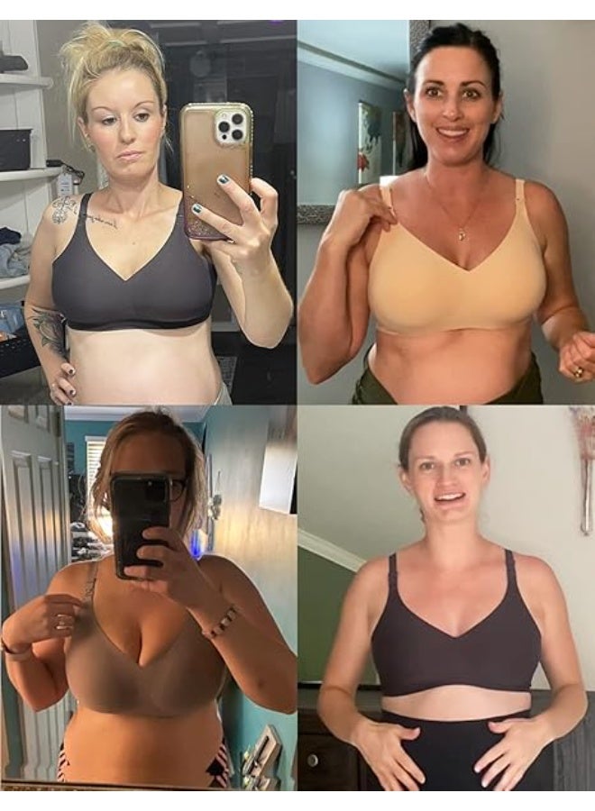 حمالات الرضاعة الناعمة، سلسة، لاسلكية الرضاعة الطبيعية Bralette مع إضافية حمالة الرضاعة Extender (بيج، الحجم: L) - Image 5