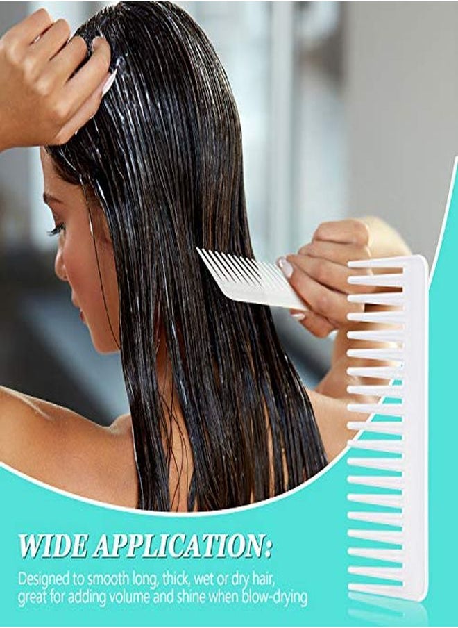 Patelai - Large Hair Detangling Comb Wide Tooth Comb For Curly Hair Wet Dry Hair, No Handle Detangler Comb Styling Shampoo Comb (White, Cyan) - Image 1
