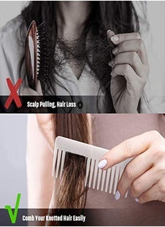 Patelai Large Hair Detangling Comb Wide Tooth Comb For Curly Hair Wet Dry Hair, No Handle Detangler Comb Styling Shampoo Comb (White, Cyan)  - Image 5