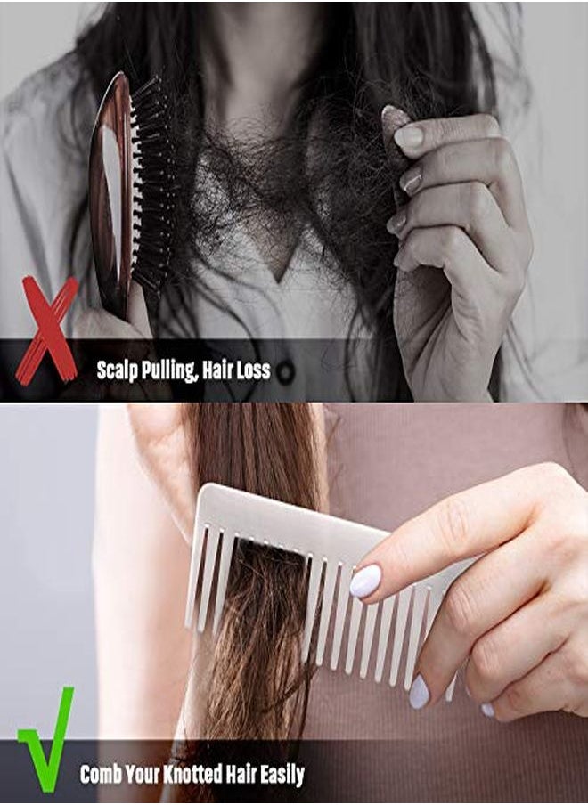 Patelai - Large Hair Detangling Comb Wide Tooth Comb For Curly Hair Wet Dry Hair, No Handle Detangler Comb Styling Shampoo Comb (White, Cyan) - Image 1