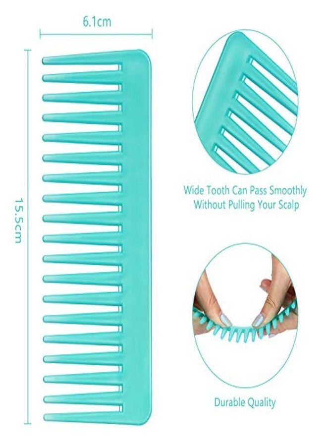 Patelai - Large Hair Detangling Comb Wide Tooth Comb For Curly Hair Wet Dry Hair, No Handle Detangler Comb Styling Shampoo Comb (White, Cyan) - Image 1