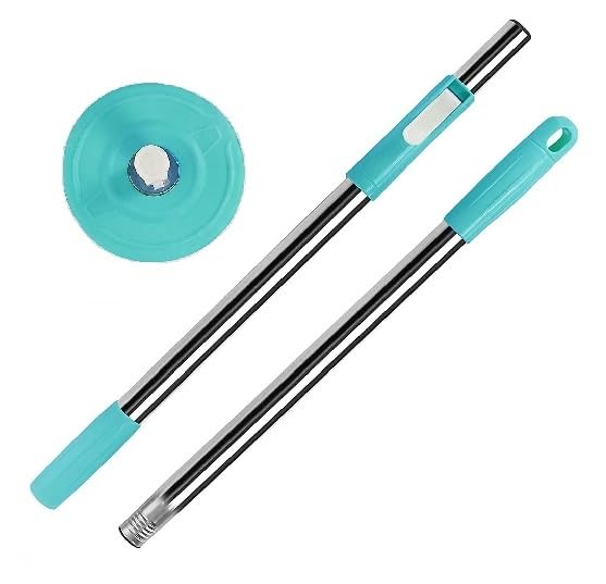 Hill Clean Stainless Steel Mop Spares Set Handle with 1 Microfibers RefillCompatible with Prime EElite Classic Ace Mops Aqua Blue Pack of 1VG - Image 2