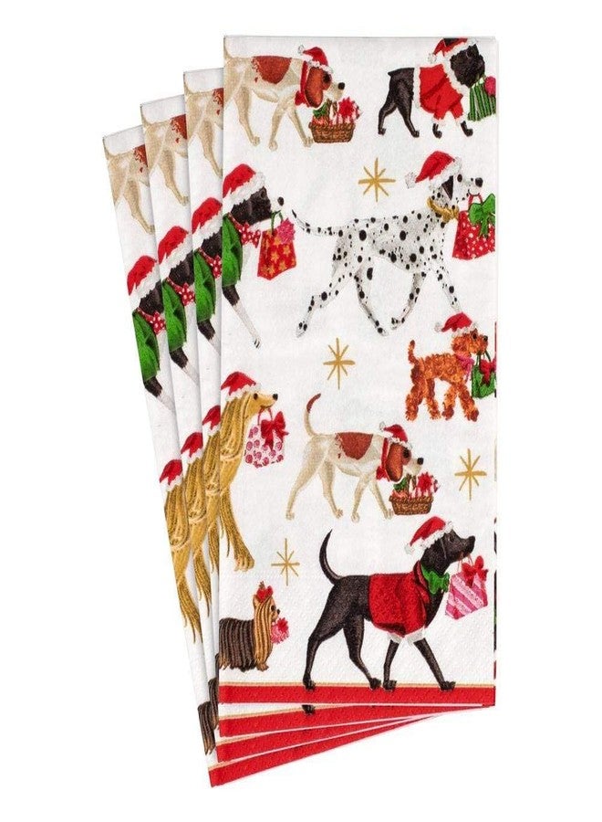 Caspari Christmas Delivery Paper Guest Towel Napkins in White - Two Packs of 15 - Image 1
