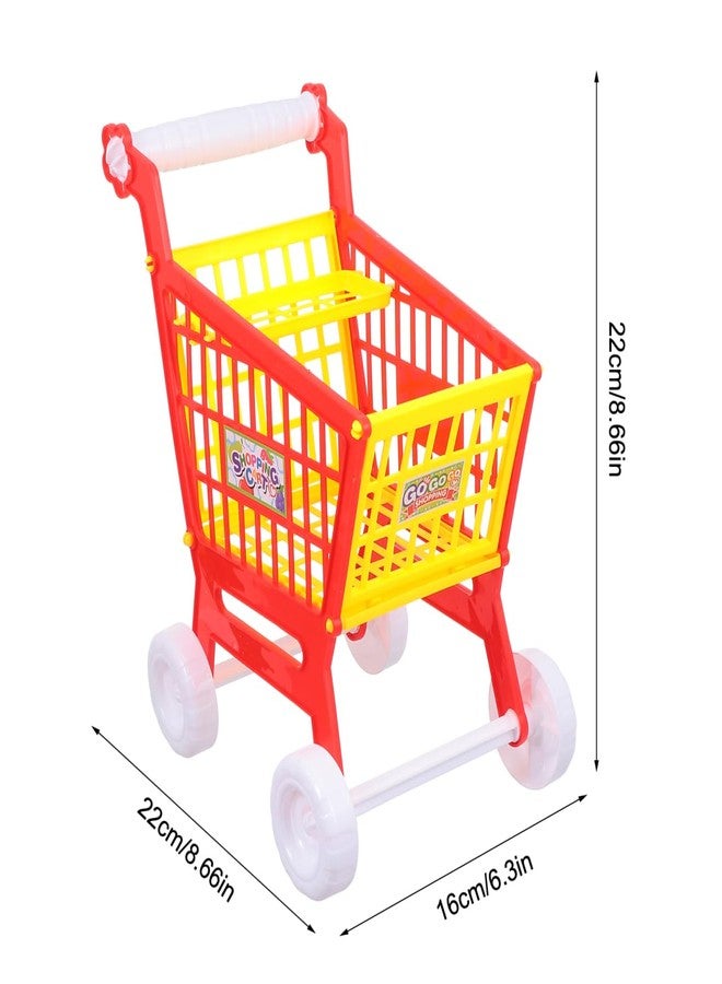 Alasum Kids Early Education Play Cart Toy Set - Mini Fun Grocery Shopping Cart with Fake Fruits and Vegetables for Toddlers (Red) - Image 4