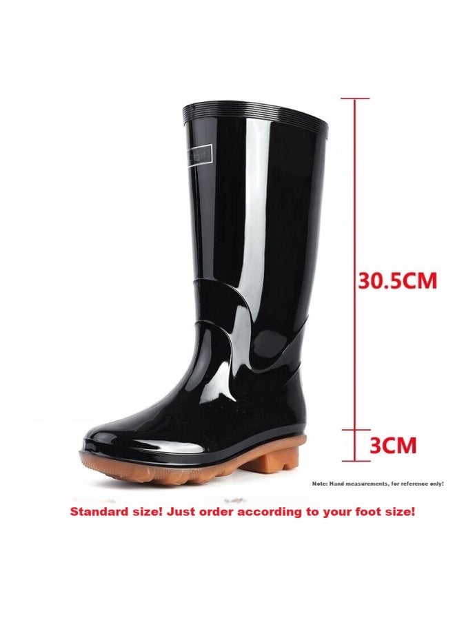 Warrior Women's Mid-calf Rain Boots Adult Rubber Shoe Covers Waterproof Shoes Water Boots Hxls13 Black High Tube 36 - Image 2