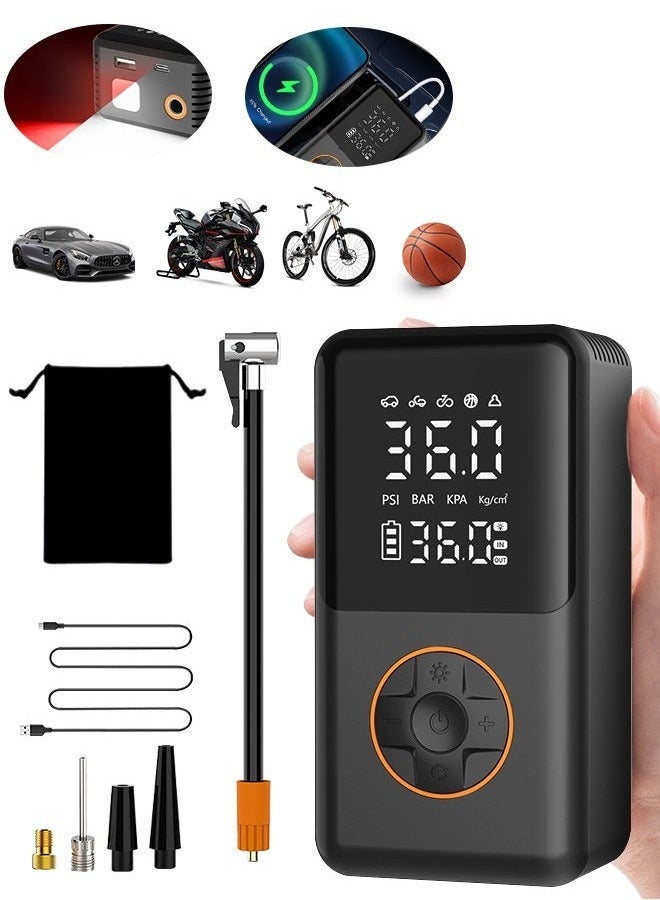 Tire Inflator Portable Air Compressor Cordless Bike Pump with Digital Dual Values Display, 150 PSI Car Tires Pump with LED Lights Air Pump for Cars, Motorcycles, Bikes, Balls - Image 1