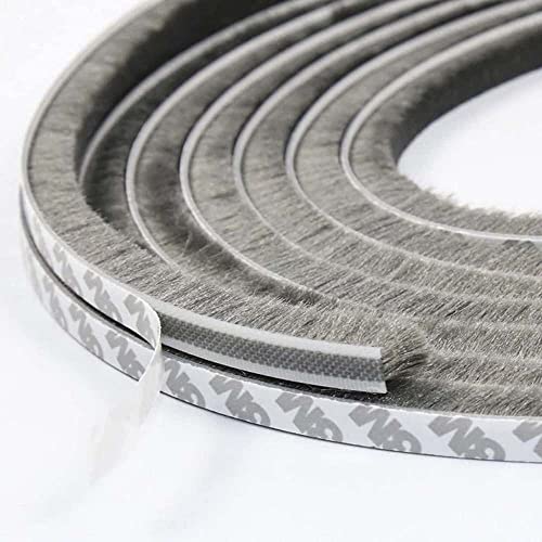 HYDERON Anti-Collision Weather Stripping Brush – Pile Self-Adhesive Seal for Sliding Doors & Windows (16.5ft/5m, Grey) - Image 1