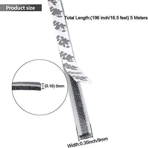 HYDERON Anti-Collision Weather Stripping Brush – Pile Self-Adhesive Seal for Sliding Doors & Windows (16.5ft/5m, Grey) - Image 4