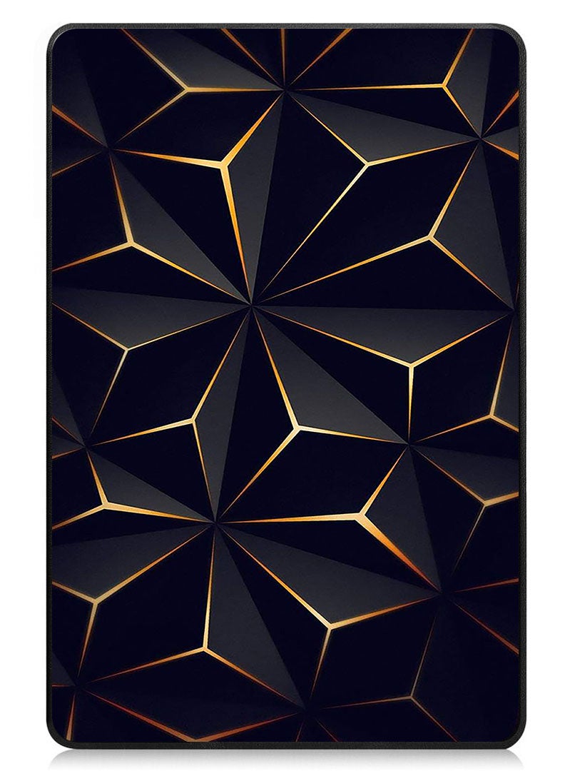 Theodor Protective Flip Case For Apple iPad Pro 13 (2024) With Trifold Stand Auto Wake Sleep Shockproof Cover Black Gold Patter - Image 1