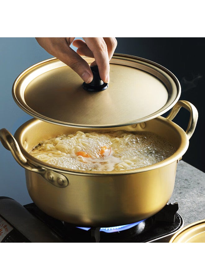 All-round Quanshi Korean-style Aluminum Pot, Dormitory Noodle Pot, Ramen Pot, Hot Pot Soup Pot, Small Cooking Pot, Double-ear Instant Noodle Cooking Pot, 20cm - Image 2