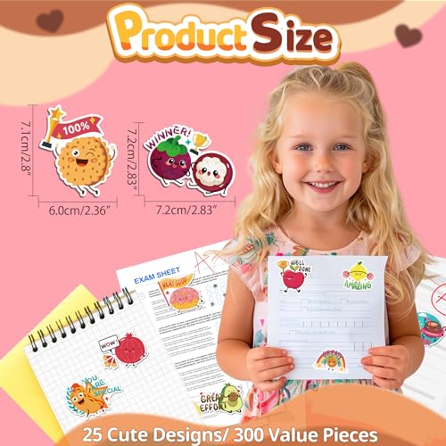 HORIECHALY 300PCS Large Scratch and Sniff Scented Stickers for Kids, Incentive Smelly Summer Sticker, Motivational for Kids, Bigger Reward Stickers for Student Classroom Must Haves School Supplies - Image 2