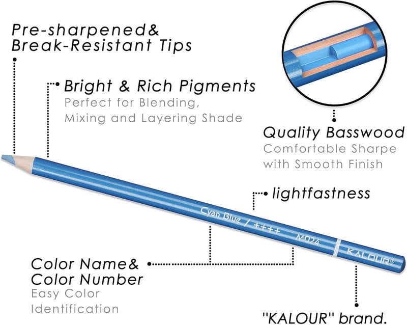 Kalour Artist Metallic Colour Pencil Set of 72 Shades, 3.3mm lead | Wax-based, Ergonommic, Break Resistant, Easy Blending, Non-toxic Colors, Ideal for Drawing,Sketching,Shading, fine Art and Craft - Image 3