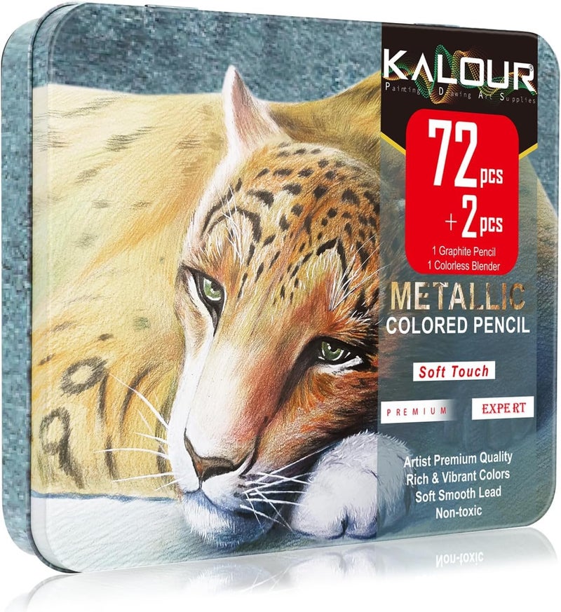 Kalour Artist Metallic Colour Pencil Set of 72 Shades, 3.3mm lead | Wax-based, Ergonommic, Break Resistant, Easy Blending, Non-toxic Colors, Ideal for Drawing,Sketching,Shading, fine Art and Craft - Image 5