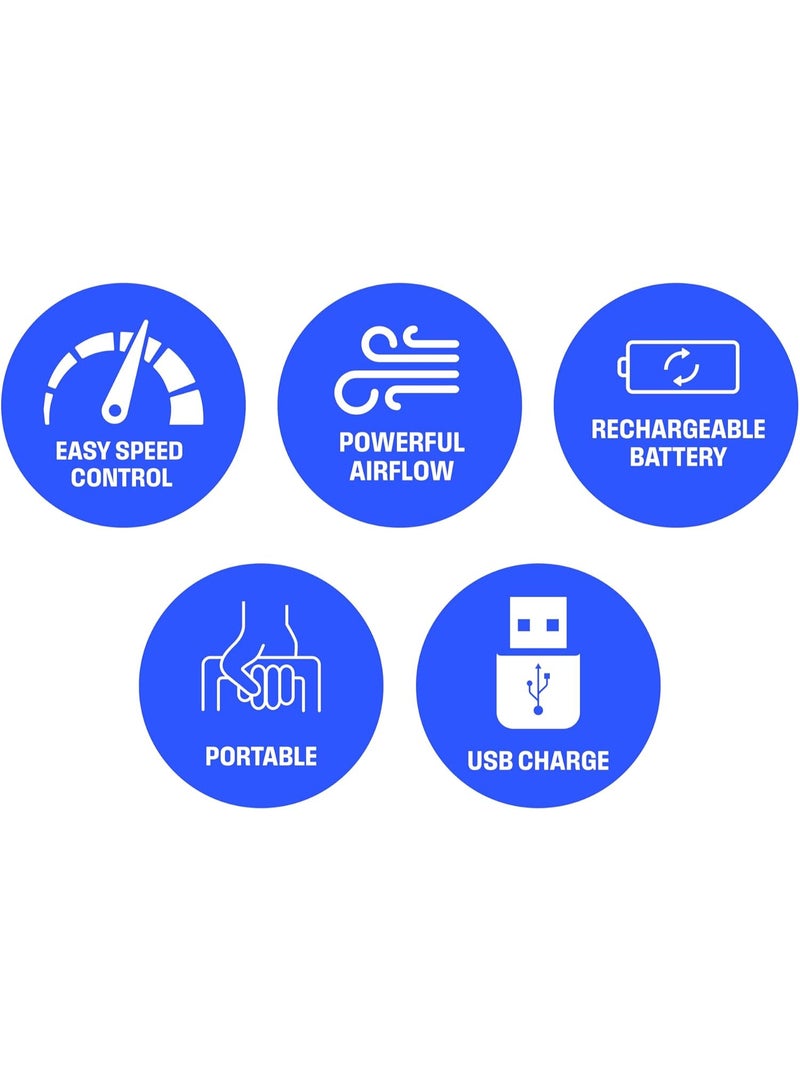 Westinghouse مروحة طاولة قابلة لإعادة الشحن - زر تحكم في سرعة قابلة للتعديل - تصميم مربع مدمج، تشغيل صامت، تعمل بالطاقة USB، مروحة صغيرة محمولة للمكتب، المكتب والسفر - Image 5
