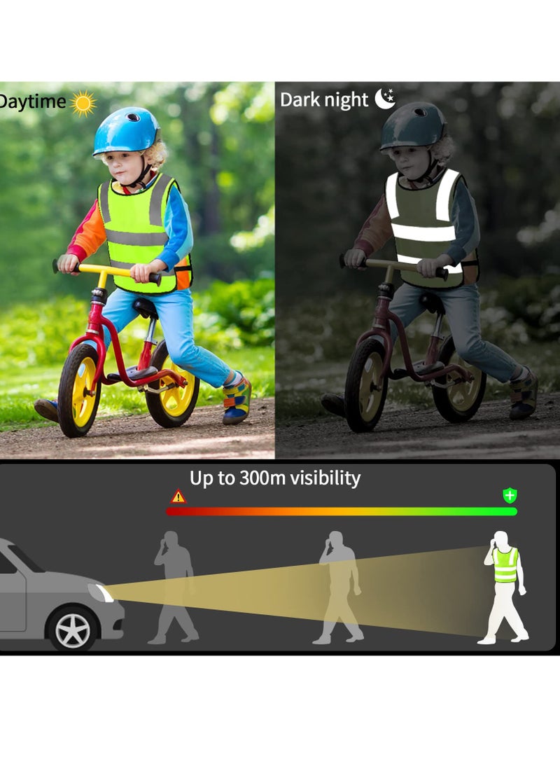 KASTWAVE Safety Vest Children, 2pcs Reflector Vest In Safety Vest Bicycle Child From (312 Years) Vest Neon Yellow Reflective for Better Visibility In Traffic - Image 4
