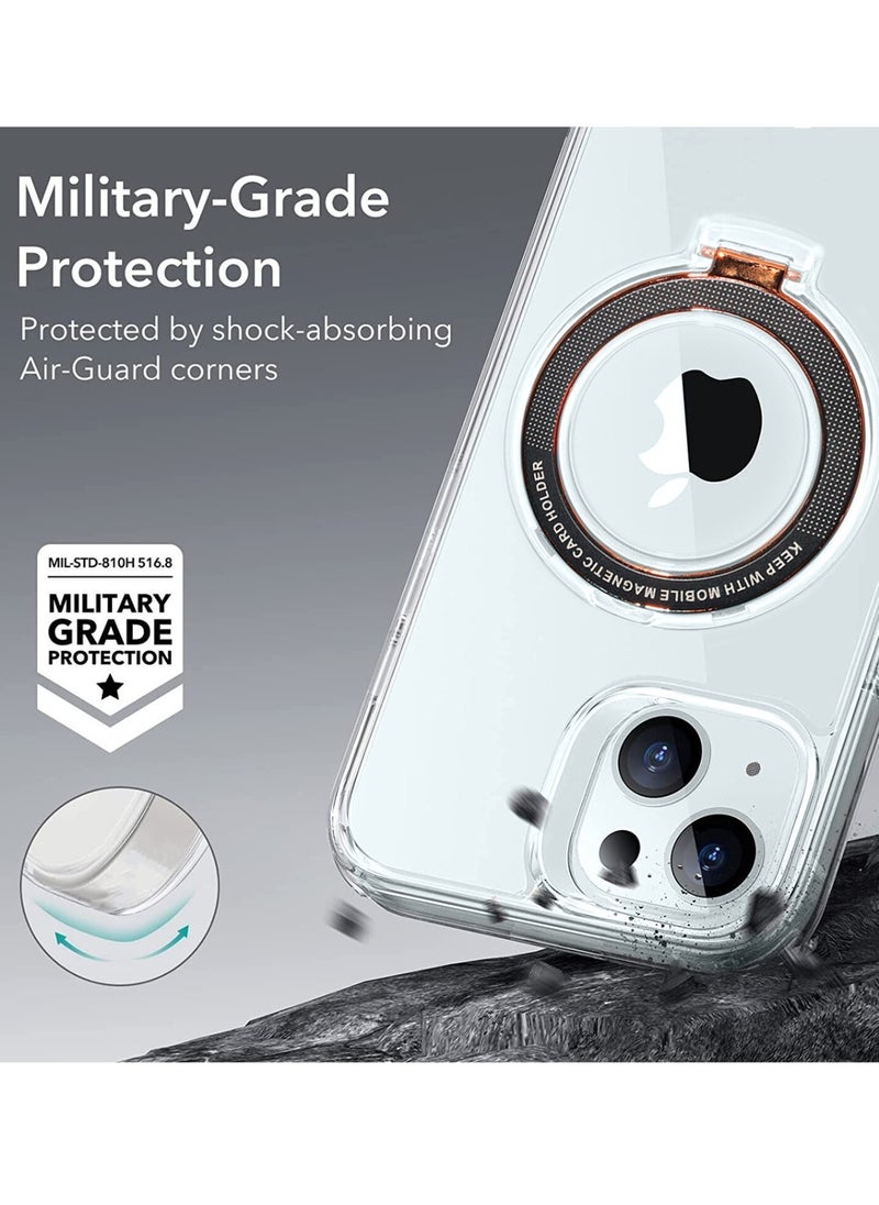 Techie Soft TPU Magnetic Mag Stand Ring Holder Case Cover for Apple iPhone 15 – Clear