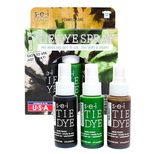SEI S.E.I. Camo Tie Dye Kit 3 Pack: Pre-Mixed Spray Tie Dye Kit, Easy-to-Use, Non-Toxic Fabric Dye in Grass Green, Walnut, and Charcoal, Shake and Spray - Image 1