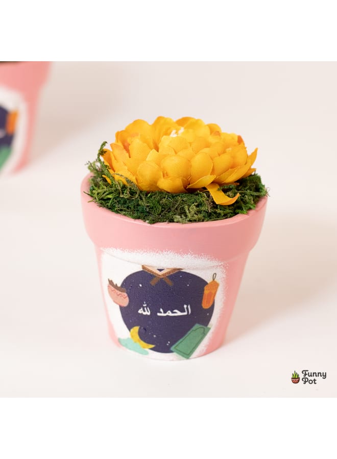 Handnade artificial plant pot - pink - 8*6 cm