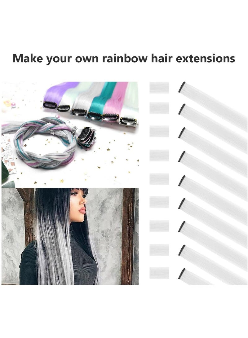 Estelle 22 inch Colored Hair Extensions Multi colors Party Highlights Clip in Synthetic Hair Extensions 10 PCS White - Image 2