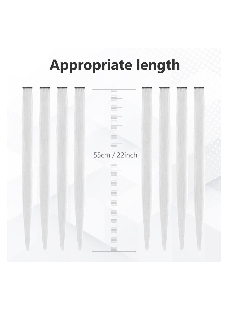 Estelle 22 inch Colored Hair Extensions Multi colors Party Highlights Clip in Synthetic Hair Extensions 10 PCS White - Image 3