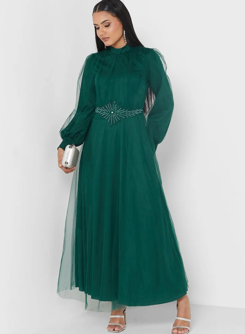 Khizana Embroidered Waist Tulle Dress