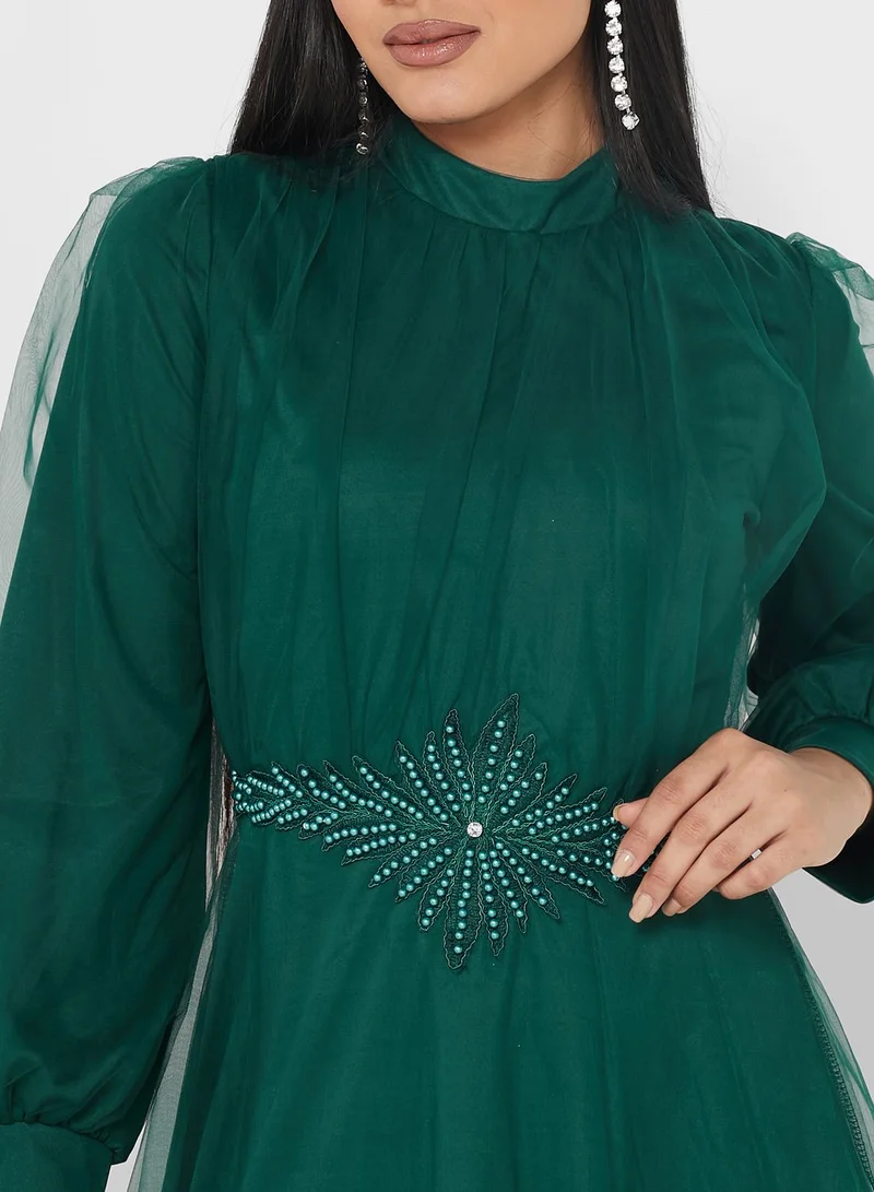 Khizana Embroidered Waist Tulle Dress