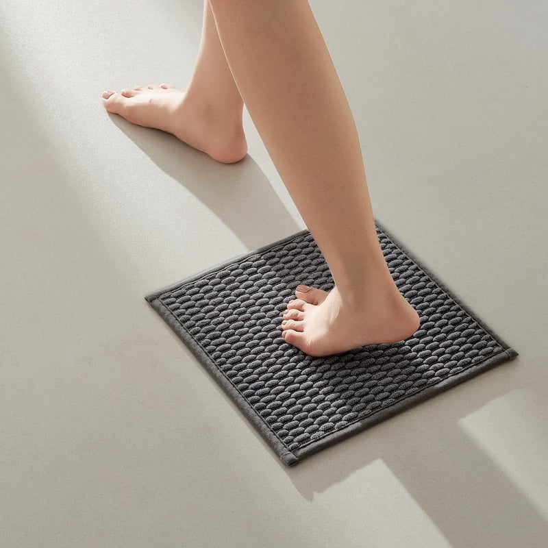 TYUU Small Bathroom Rugs, Non Slip Washable Bath Rugs Super Absorbent Bathroom Rug Thin Quick Dry Low Pile Bath Mats, Dark Grey 12"x12" - Image 1
