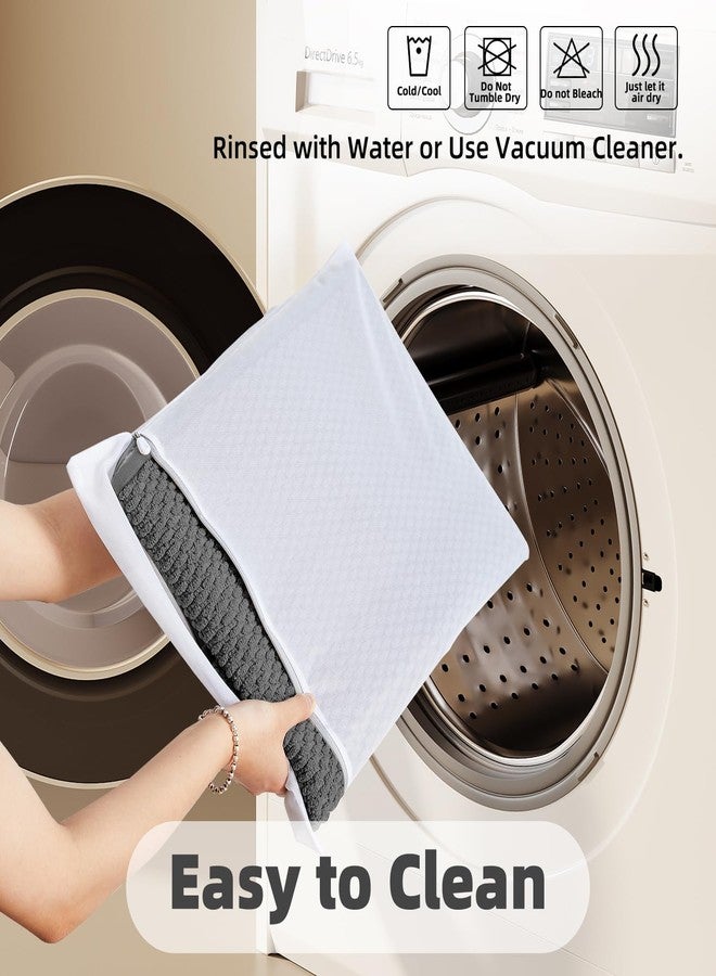 TYUU Small Bathroom Rugs, Non Slip Washable Bath Rugs Super Absorbent Bathroom Rug Thin Quick Dry Low Pile Bath Mats, Dark Grey 12"x12" - Image 5