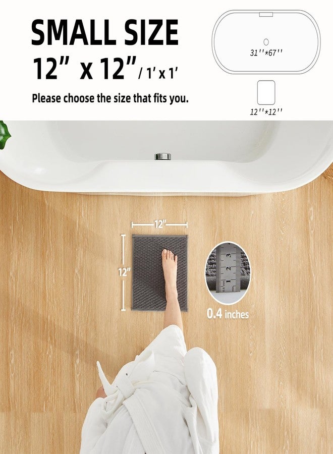 TYUU Small Bathroom Rugs, Non Slip Washable Bath Rugs Super Absorbent Bathroom Rug Thin Quick Dry Low Pile Bath Mats, Dark Grey 12"x12" - Image 2