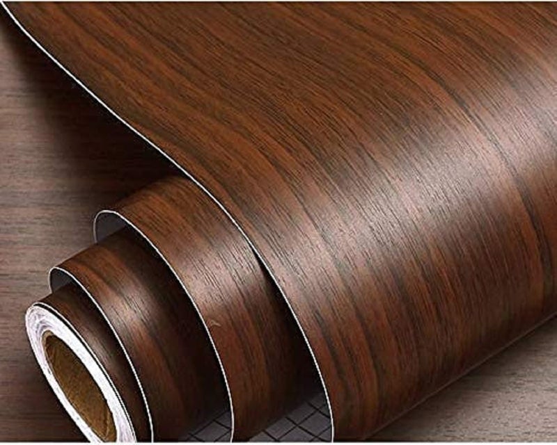 Wollzo Self Adhesive Wood Grain Wallpaper Waterproof Old Furniture Vinyl Stickers Wooden Door Wardrobe (45 x 500 cm) - Image 1