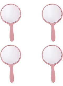 lasenersm lasenersm 4 Pieces Travel Handheld Mirror Round Cosmetic Hand Mirror Travel Makeup Mirror Hand Held Mirror Plastic Cosmetic Mirror Makeup Hand Mirror with Handle, Pink 