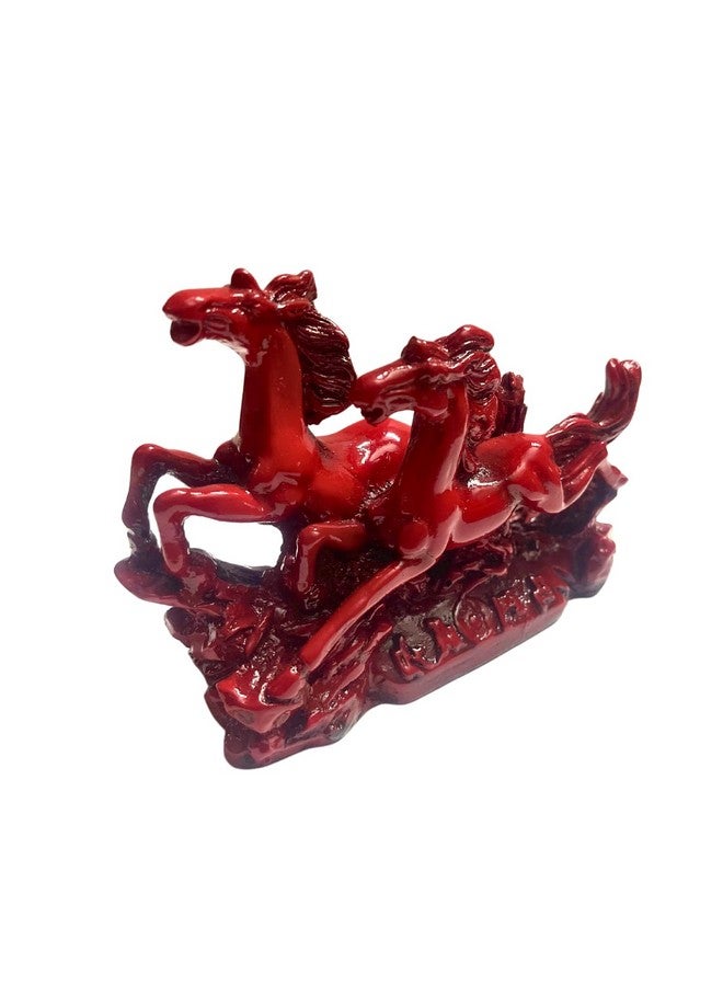 GJ Fengshui Vastu Running Horses Showpiece| Made in India (Red) - Image 1