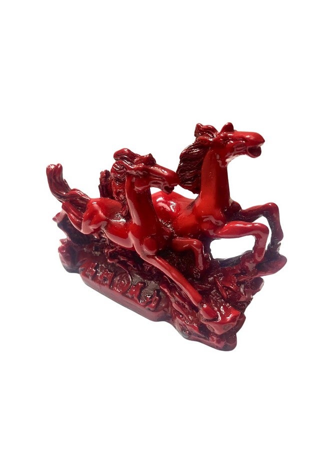 GJ Fengshui Vastu Running Horses Showpiece| Made in India (Red) - Image 2