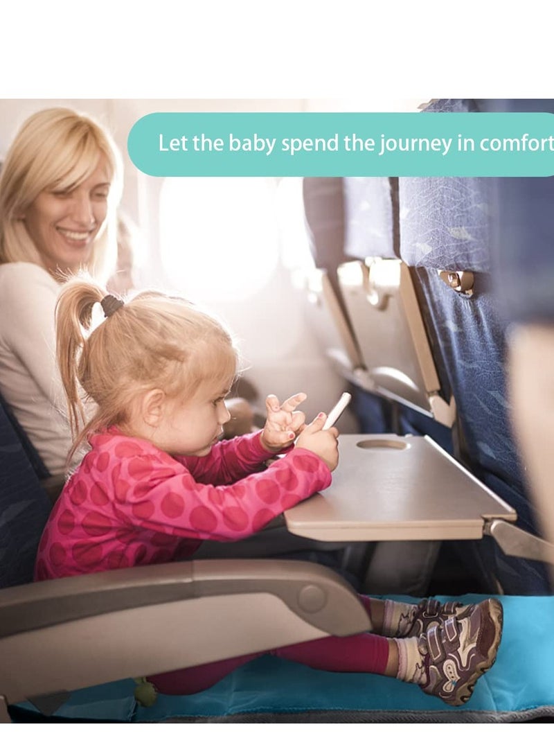 Excefore Baby Airplane Travel Footrest Bed, Toddler Airplane Seat, Portable Toddler Travel Foot Hammock, Airplane Seat Extender Leg Rest for Kid, Travel Essentials for Children to Lie Down on Plane (Blue) - Image 2