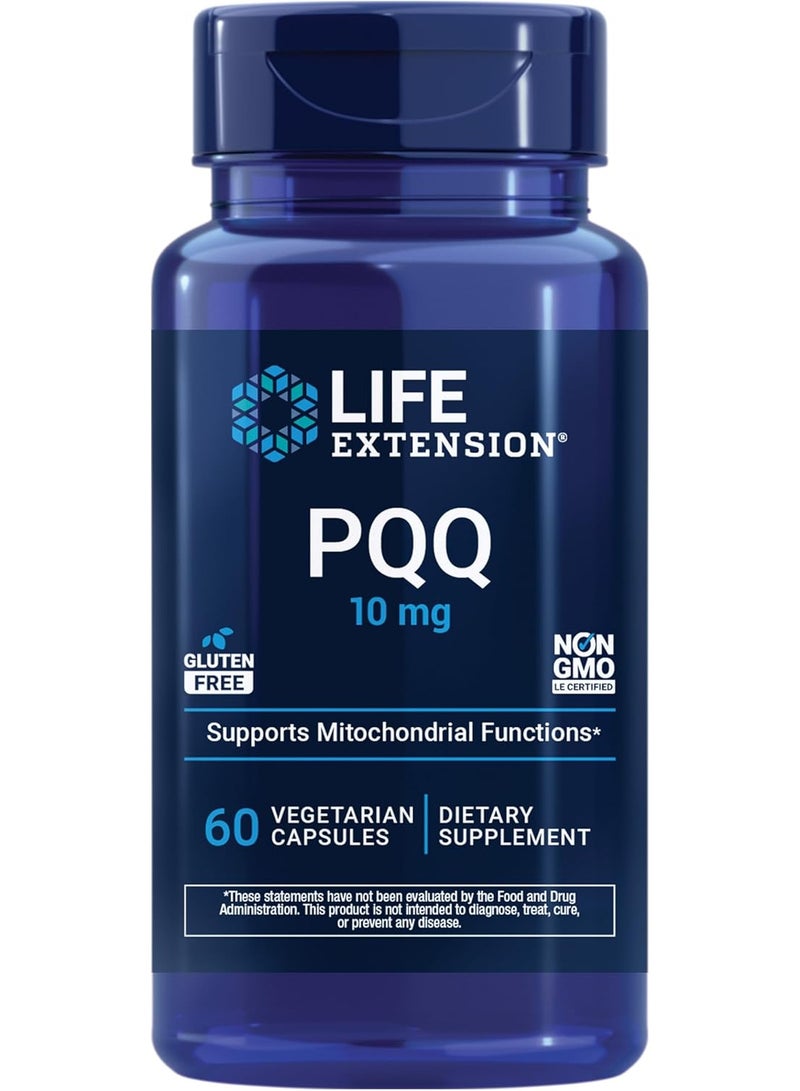 Life Extension PQQ Caps – Pyrroloquinoline Quinone, 10 mg – Promotes The Growth of New Mitochondria, ATP, Energy Support – Gluten-Free, Non-GMO, Vegetarian – 60 Capsules - Image 1