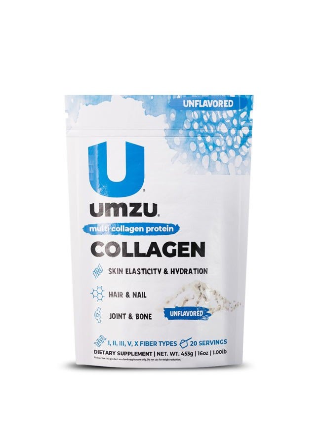 UMZU zuCollagen Protein - Multi Collagen Protein, Support Skin, Hair, Joints, and Muscle Recovery - Unflavored, 80 Calories, 20 Grams Protein - 1 Scoop Per Serving (20 Servings) - Image 1