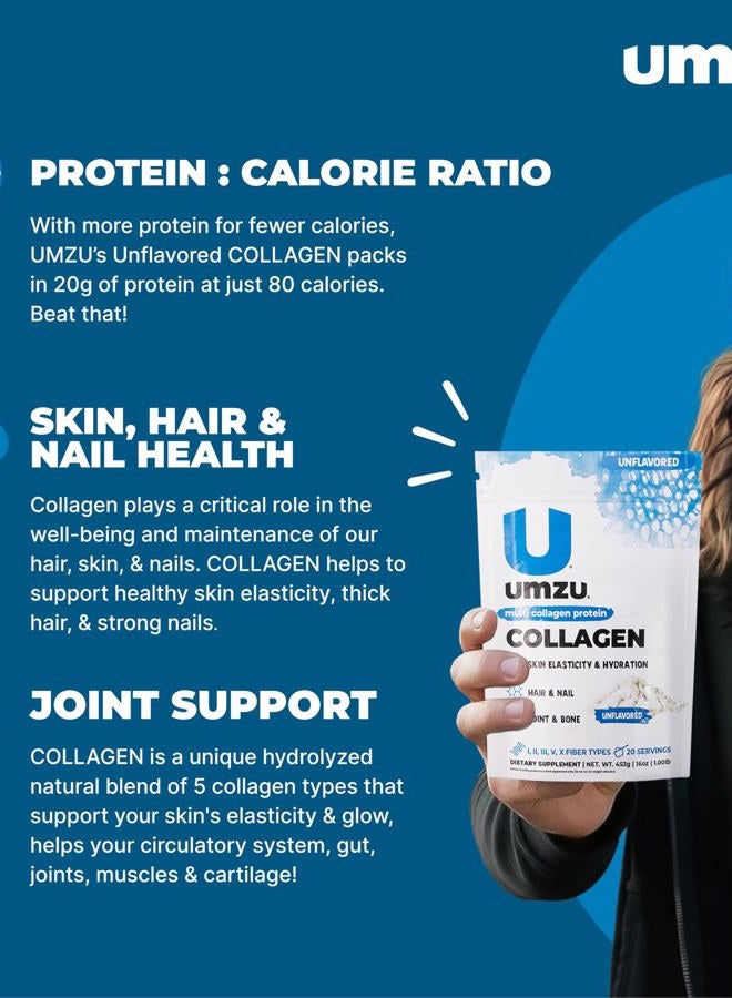 UMZU zuCollagen Protein - Multi Collagen Protein, Support Skin, Hair, Joints, and Muscle Recovery - Unflavored, 80 Calories, 20 Grams Protein - 1 Scoop Per Serving (20 Servings) - Image 4