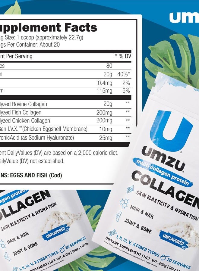 UMZU zuCollagen Protein - Multi Collagen Protein, Support Skin, Hair, Joints, and Muscle Recovery - Unflavored, 80 Calories, 20 Grams Protein - 1 Scoop Per Serving (20 Servings) - Image 5