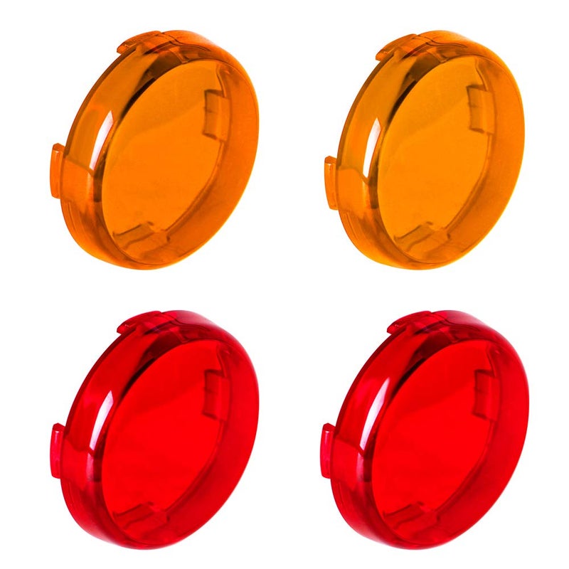NTHREEAUTO Bullet Turn Signal Light Lens Cover Compatible with Harley Sportster Street Glide Road King Softail, Full Set, Amber, Red - Image 1