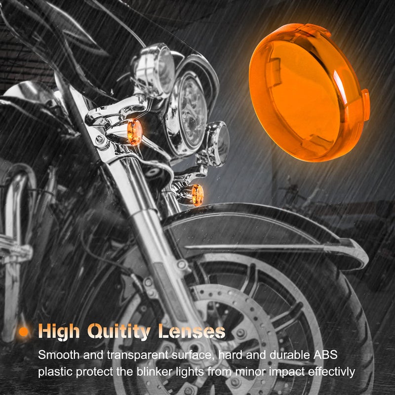 NTHREEAUTO Bullet Turn Signal Light Lens Cover Compatible with Harley Sportster Street Glide Road King Softail, Full Set, Amber, Red - Image 2