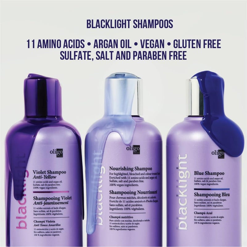 Oligo Professionnel OLIGO PROFESSIONNEL - Blacklight Blue Shampoo - Sulfate-Free Blue Shampoo for Blonde and Color Hair - Revive Treated Hair - Refreshes Faded Highlights - 11 Amino Acids and Moisturizing Formula - 8.5oz - Image 4
