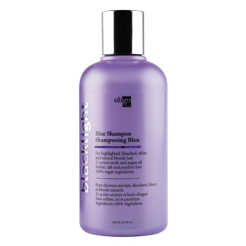 OLIGO PROFESSIONNEL - Blacklight Blue Shampoo - Sulfate-Free Blue Shampoo for Blonde and Color Hair - Revive Treated Hair - Refreshes Faded Highlights - 11 Amino Acids and Moisturizing Formula - 8.5oz - Image 1