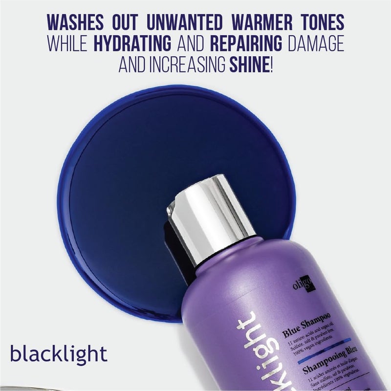 OLIGO PROFESSIONNEL - Blacklight Blue Shampoo - Sulfate-Free Blue Shampoo for Blonde and Color Hair - Revive Treated Hair - Refreshes Faded Highlights - 11 Amino Acids and Moisturizing Formula - 8.5oz - Image 3