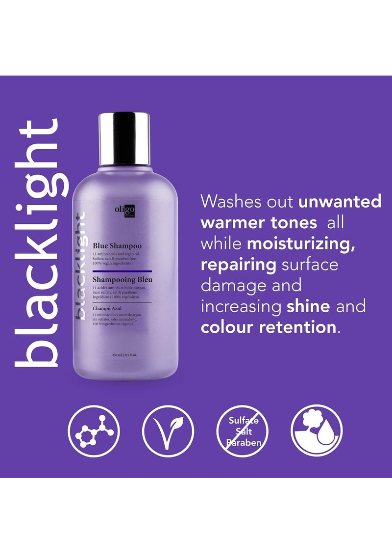 Oligo - OLIGO PROFESSIONNEL - Blacklight Blue Shampoo - Sulfate-Free Blue Shampoo for Blonde and Color Hair - Revive Treated Hair - Refreshes Faded Highlights - 11 Amino Acids and Moisturizing Formula - 8.5oz - Image 1
