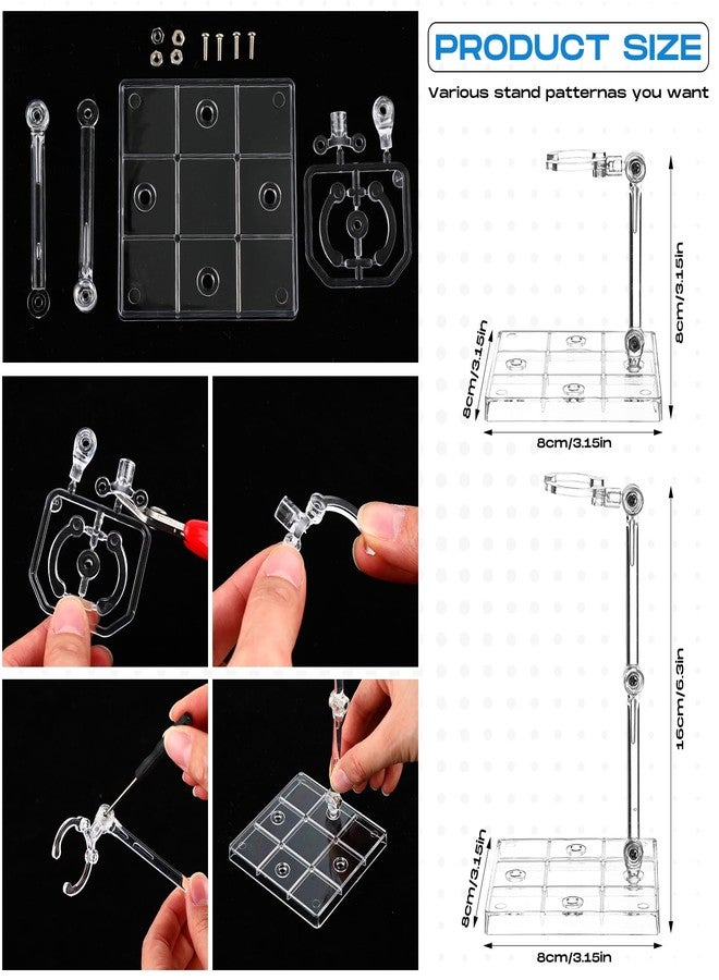 Colingmill 12 Pack Action Figure Stand Model Support Stand Clear Assembly Doll Accessories Action Figure Display Holder Base with Screwdriver Compatible with Gundam Hg/rg 1/144 (Square) - Image 2