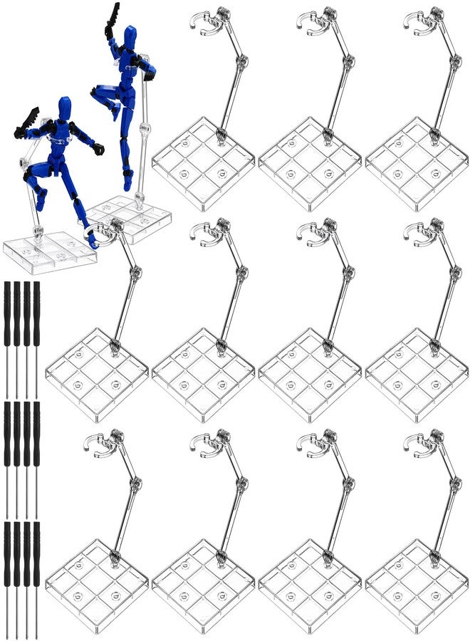 Colingmill 12 Pack Action Figure Stand Model Support Stand Clear Assembly Doll Accessories Action Figure Display Holder Base with Screwdriver Compatible with Gundam Hg/rg 1/144 (Square) - Image 1