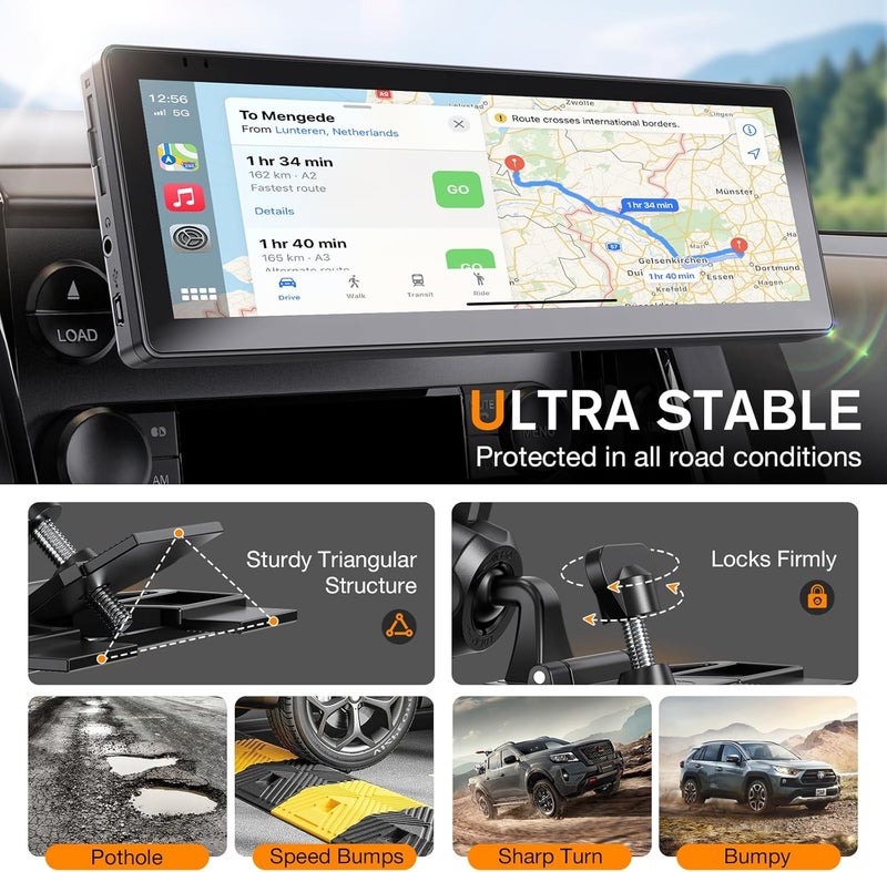 iGoevo CD Slot Mount for CarPlay Screen - 360° Rotation, Tool-Free Installation, Compatible with 7-10 Inch Displays - Image 2